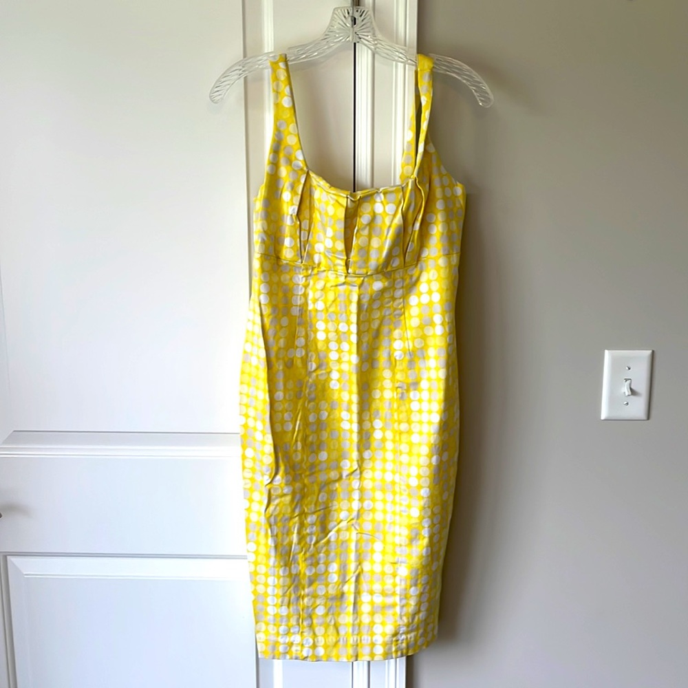 Calvin Klein yellow gray circle print dress pencil